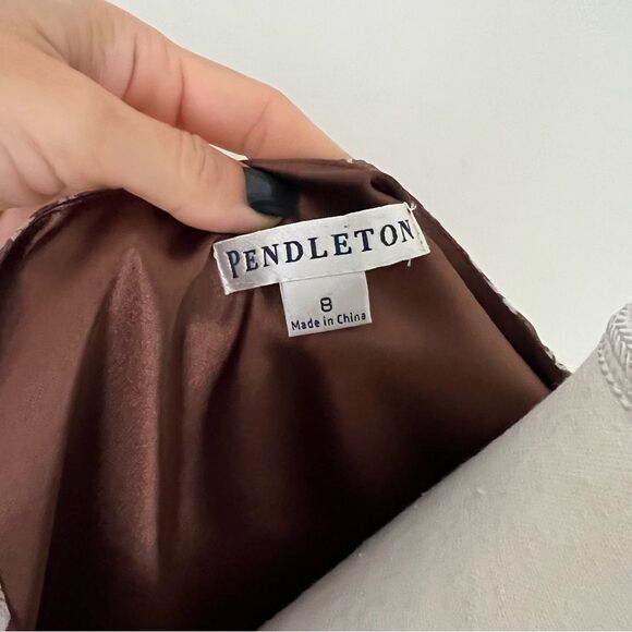 Pendleton Silk Geoprint 2 Piece Set NEW Sleeveless V-Neck Top & Midi Skirt Sz 8 - Picture 5 of 12